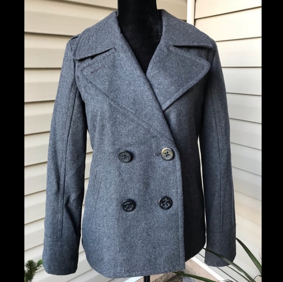 American Eagle Outfitters lined Gray Pea  Coat - Picture 1 of 8